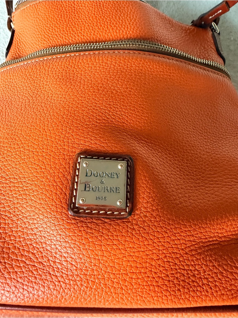 Dooney & Bourke Orange Pebbled Leather Convertible Shoulder/Crossbody Bag - Picture 4 of 16